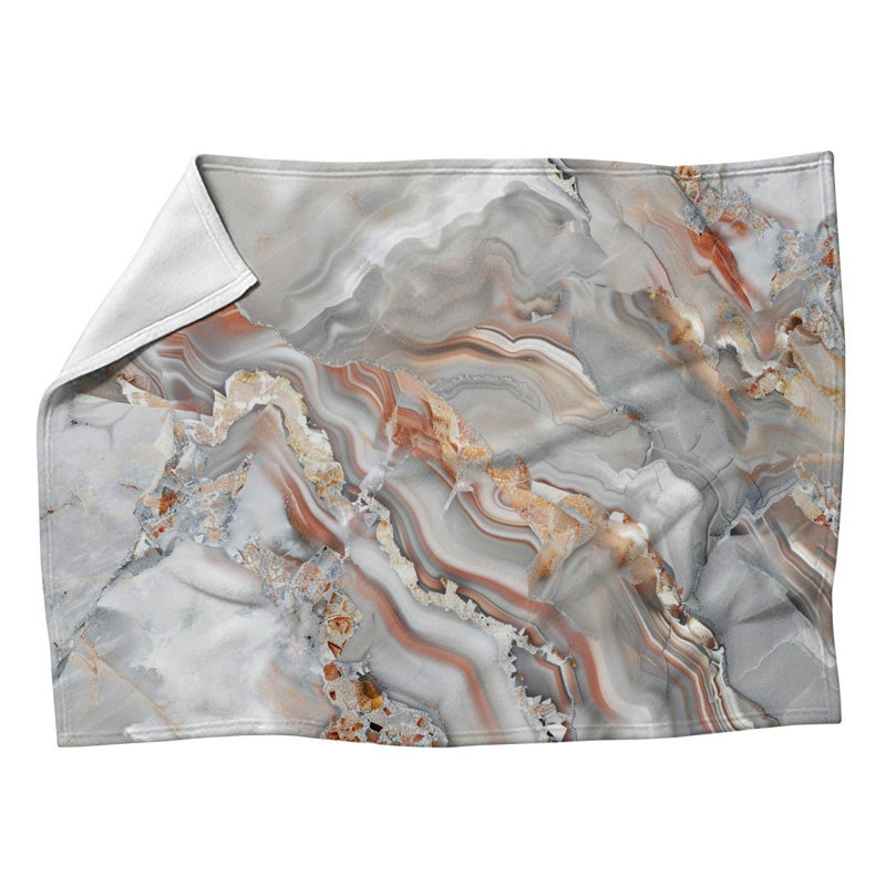 Jeté en molleton Marble - Jets de formation rocheuse pour canapés ou lits, L 60 po x L 80 po