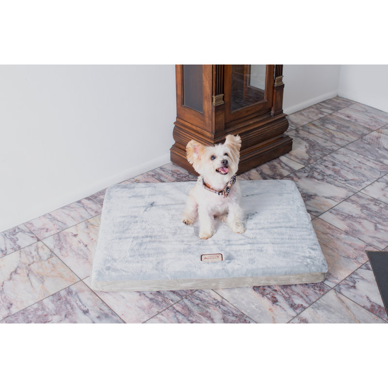 Tapis pour chien en mousse à mémoire de forme, Grand (l 39 po x P 27,5 po x H 3 po), Vert sauge / Gris