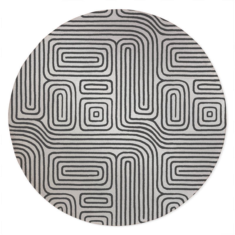 Timeless Walk Non-Slip Outdoor Rug, Round 5'