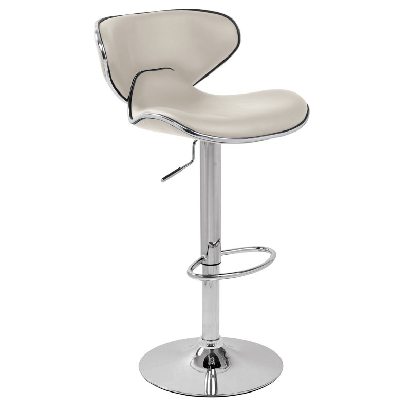 Baudette Swivel Upholstered Adjustable Height Counter Stool with Metal Frame, White