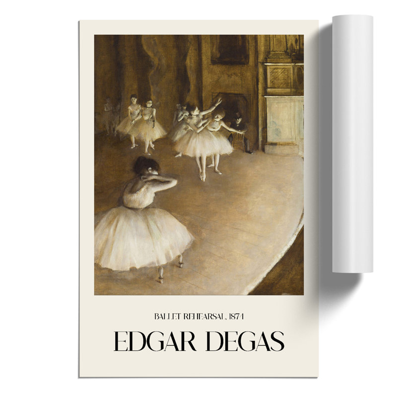 Ballet Rehersal on Stage Print by Edgar Degas - Frameless Print, 30cm H x 21cm W x 0.1cm D