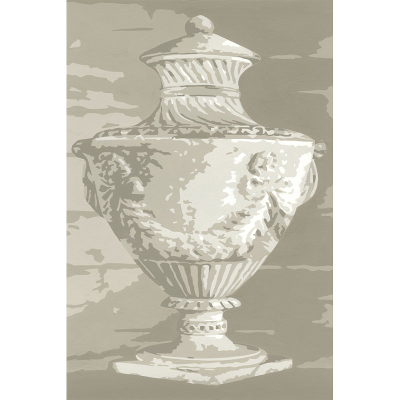 Graphic Urn II by Ethan Harper - Painting, 122 cm H x 81 cm W, Black Floater Framed