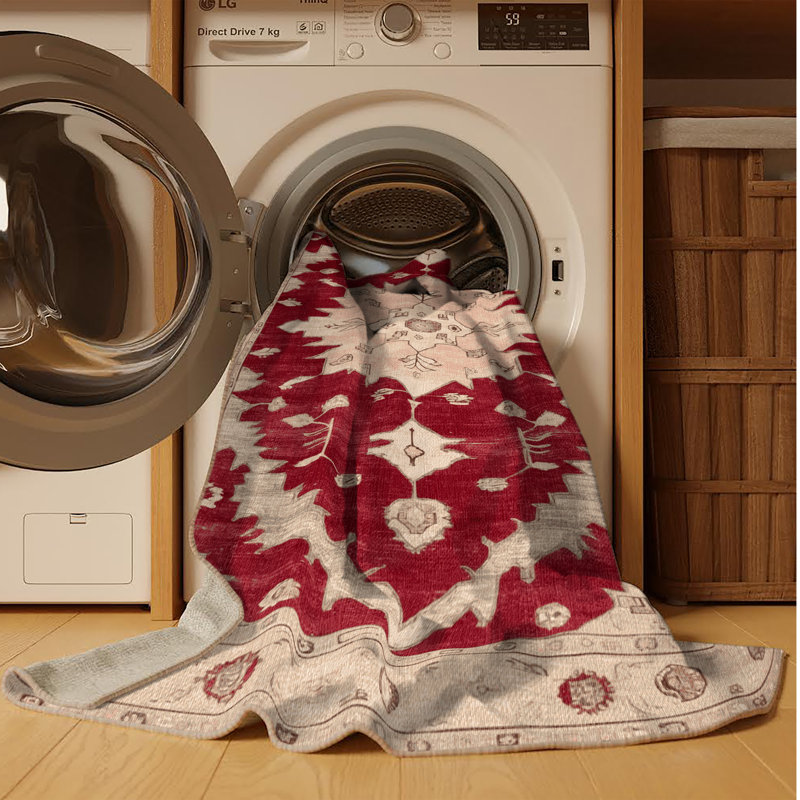 Machine Washable Overdyed Beige Area Rug