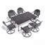 Ensemble de salle à manger 7 pièces en fonte d'aluminium toutes saisons, comprenant 6 chaises pivotantes et une table rectangulaire avec cadre noir-926405184