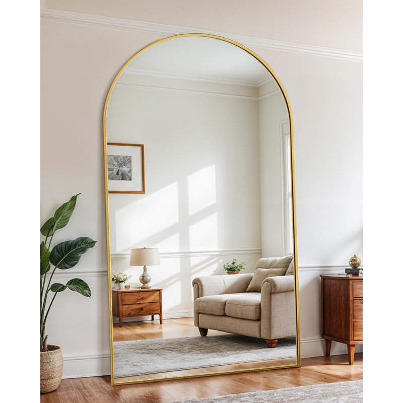 Arched  Metal Oversized Full-Length Mirror, Gold, 86" x 46"