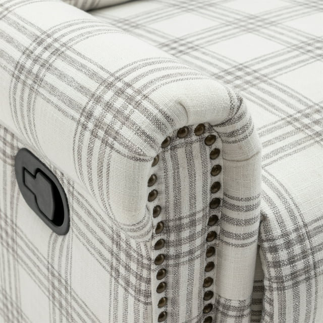 Fauteuil inclinable pivotant Jaq, Lin à carreaux gris