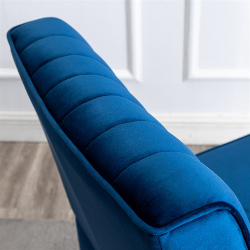 Reese Mid Century Modern Accent Chairs Set Of 2 With Minimalist Design, Dark Blue Velvet