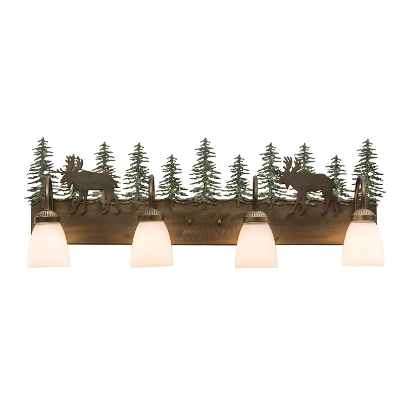 Rustic Lodge 4 - Light Vanity Light, Antique Copper/Green