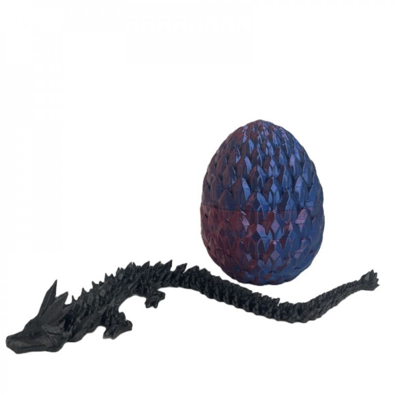 Ensemble de 2 figurines de dragon avec œuf aux couleurs de l'arc-en-ciel imprimé en 3D, H 1,5 po x l 1,5 po x P 11,25 po