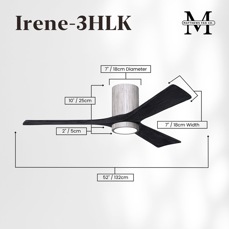 Irene LED Ceiling Fan, Barn Wood Tone, Matte Black, 52"