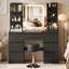 110Cm Desktop Grey Dressing Table 3 Colorful Light Makeup Vanity Table With Stool-810918205