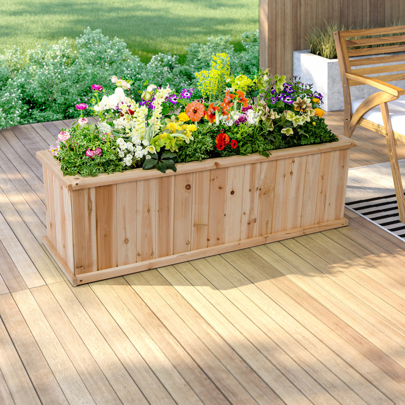 Boîte à fleurs en bois pour jardin, H 15,25 po x l 48 po x P 15,5 po