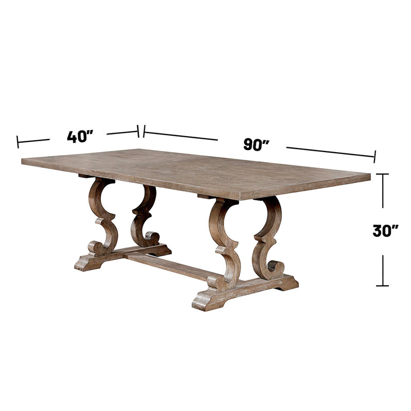 Rustic Natural Tone and Beige Wood Dining Set with 6 Chairs