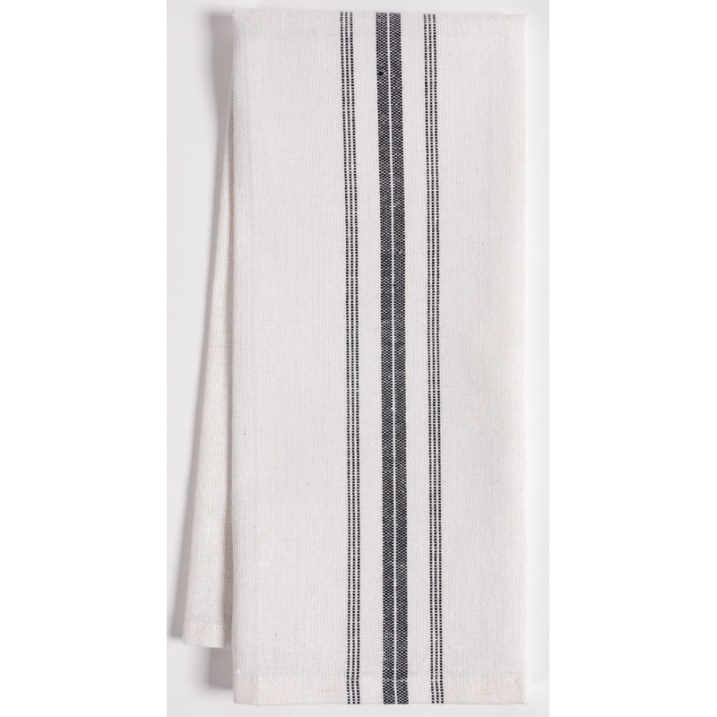 Cotton Stripe Kitchen Towel Linen Set, Black