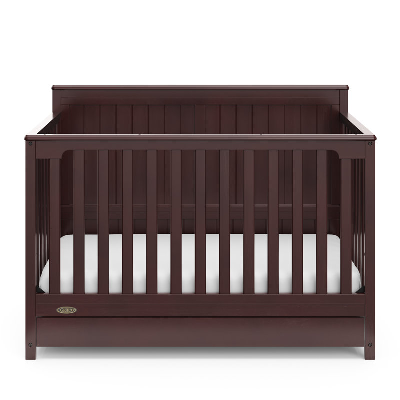 Lit de bébé convertible 5-en-1 Hadley, Galet, Lit de bébé + matelas + protecteur