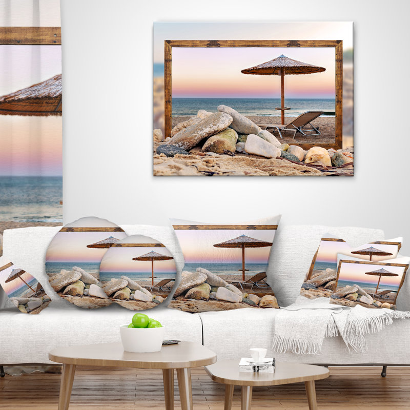 Sièges de plage à effet encadré - Coussin imprimé Beaches, 16 po x 1 po