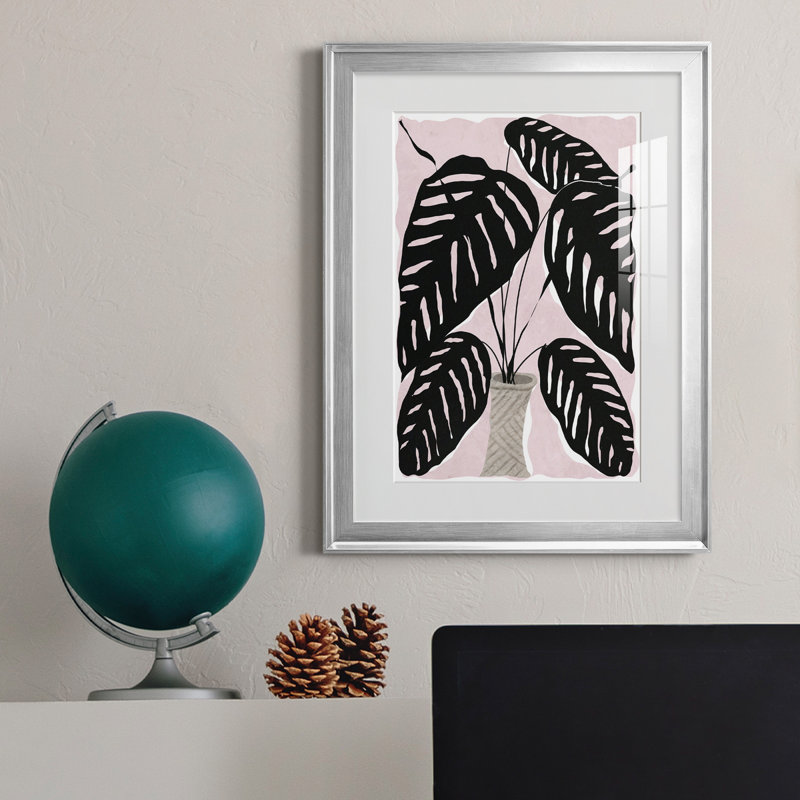 Plante en pot I - peinture encadrée, Argent, H 18,5 po x l 24,5 po x P 1,5 po