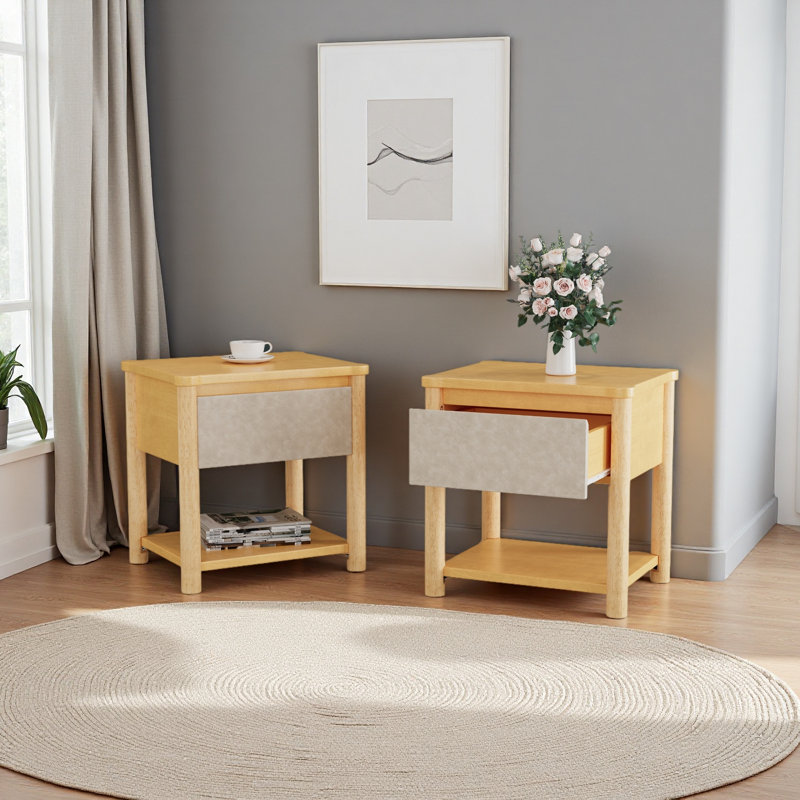 Table de chevet en bois, tables de chevet modernes avec tiroir, table de chevet de ferme pour salon de chambre à coucher, ensemble de 2