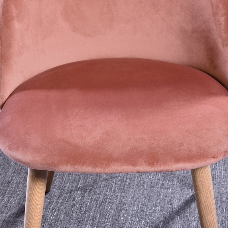 Chaise rembourrée Autaugaville, Velours rose, Brun