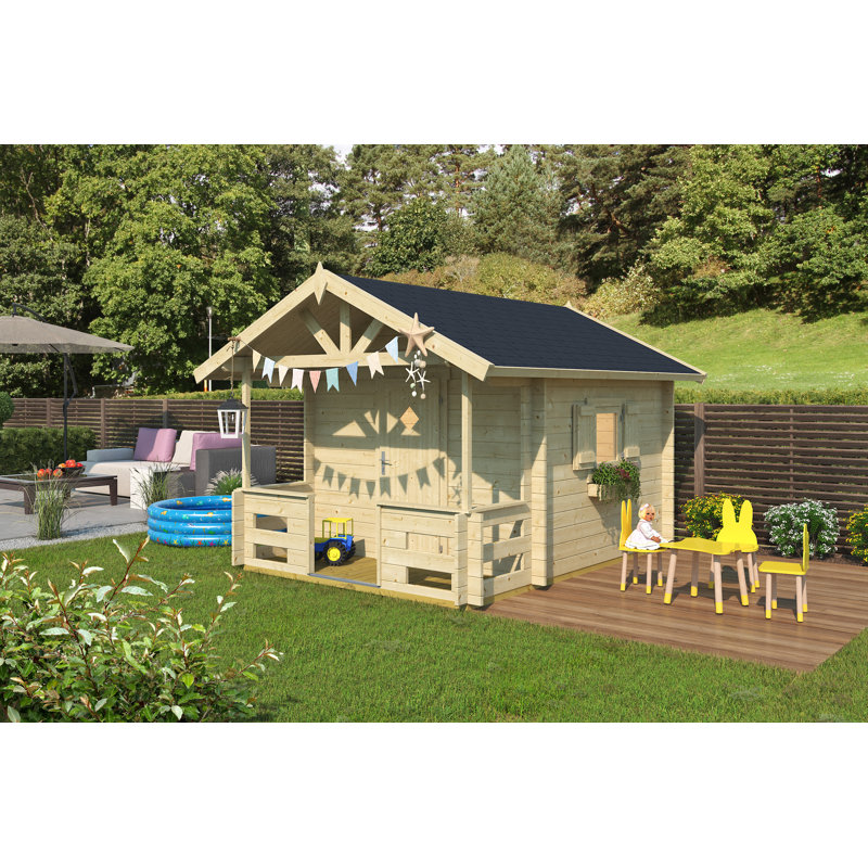 Lasita 7 x 7 Ft. Children's Playhouse With Single Glazing (28mm), Brown