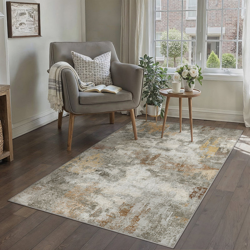 Tapis abstrait moderne Arden, Grey, Rectangle 3'6" x 5'6"