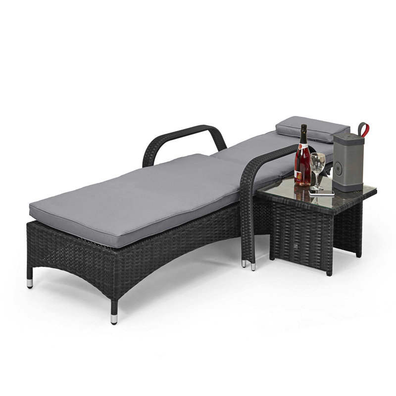 Schneider Rattan Sunlounger Set, Grey