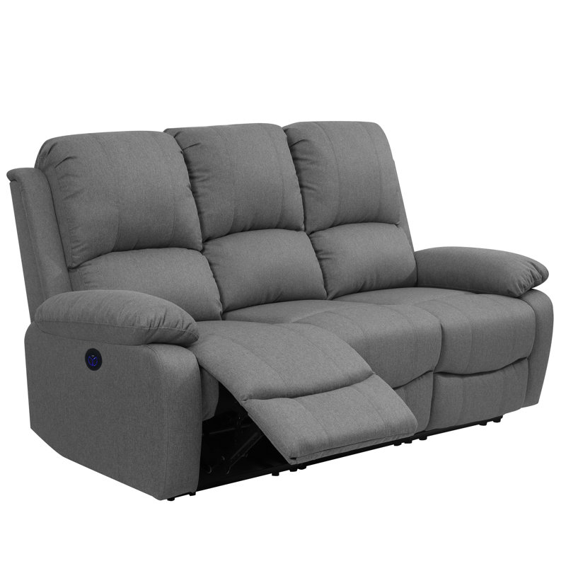 Birchel 3 Seater Linen Electric Reclining Sofa, Light Grey