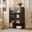 Vitrine lumineuse de 51,2 po de hauteur avec porte en verre trempé, vitrine à cadre en métal DEL, style minimaliste moderne, pour le salon, le bureau et le bureau