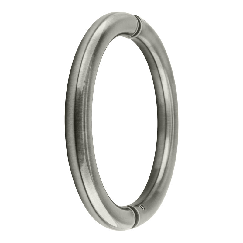 Poignée de porte de douche de style circulaire, fixation dos à dos de 3/16 po à 1/2 po, finition chrome satiné, Chrome satiné
