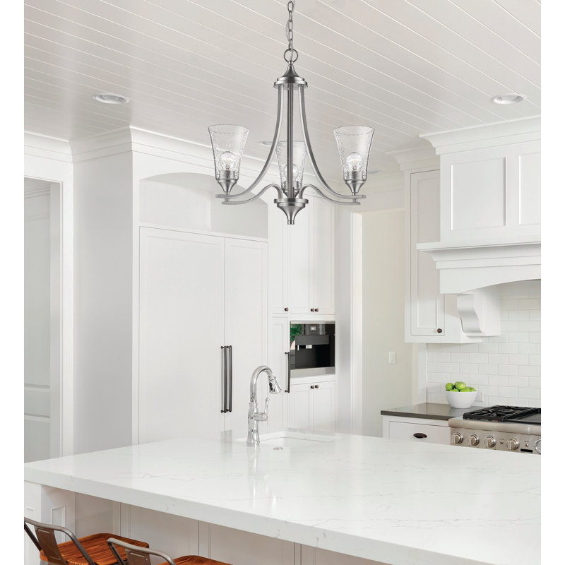 Natalie 3 - Light Steel Dimmable Chandelier, Satin Nickel