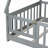 Tent-Shaped Floor Bed,Teepee Bed With Guardrails,Slats And Door-1813895982-1813895980