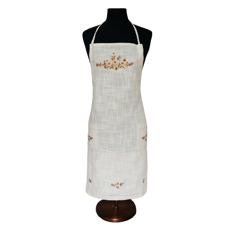 Flora en lin brodé à l’aide d’un tablier réglable hemstitch