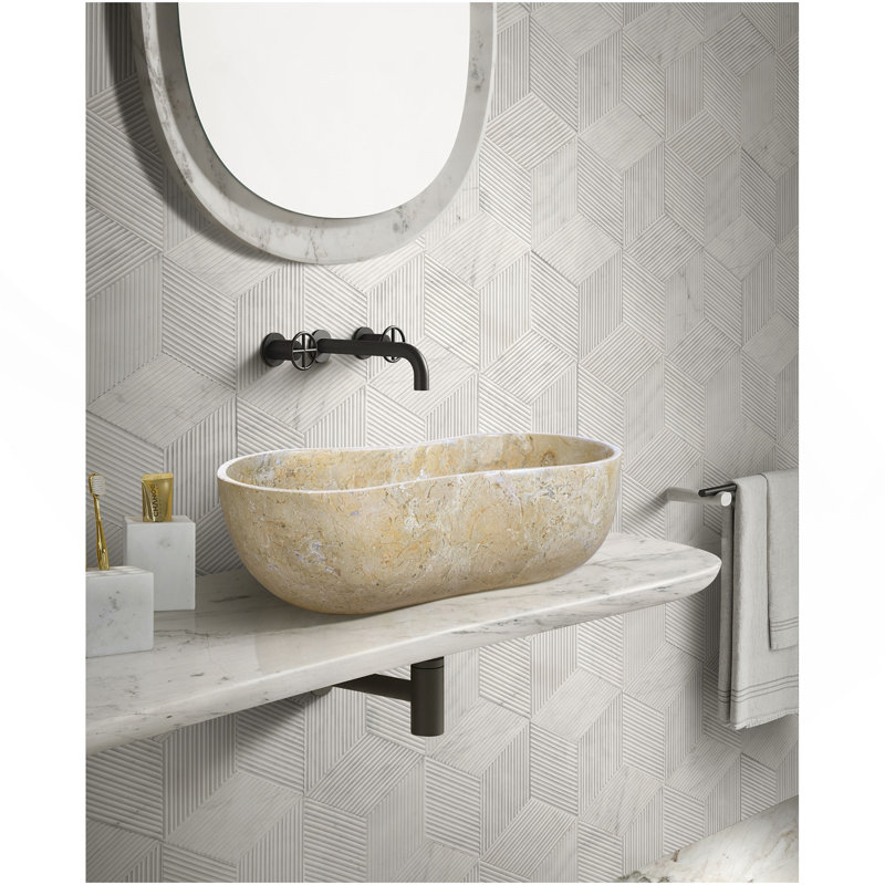 Lavabo vasque de salle de bain en marbre naturel beige doré jaune, surface polie, pierre naturelle, marbre véritable, marbre véritable
