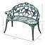 Banc d'extérieur en aluminium, avec décoration florale et banc de mobilier en fonte stable, rose et aspect antique, deux patios