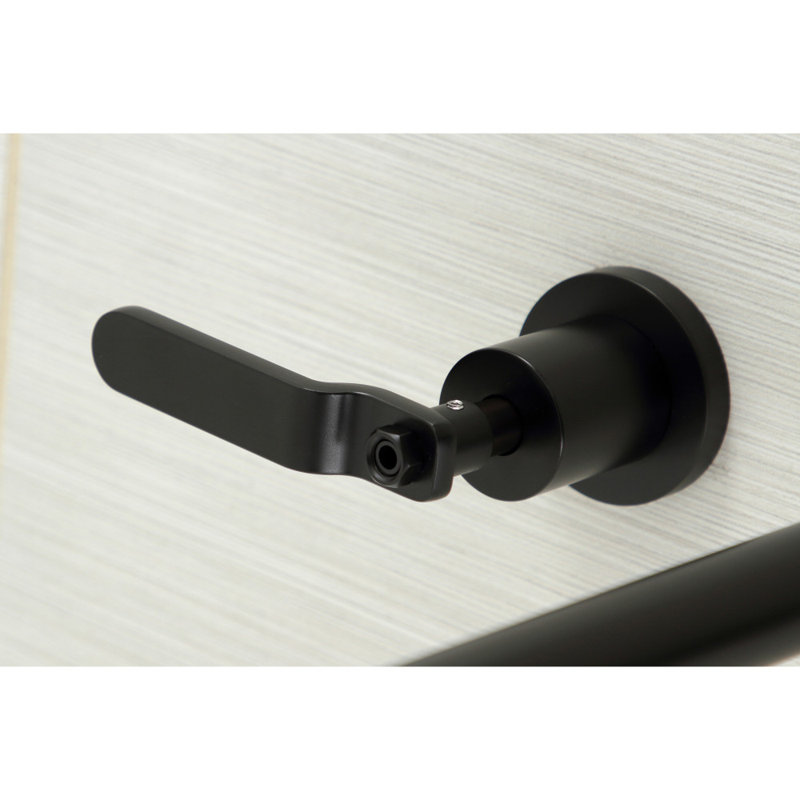 Kingston Brass Manhattan Two-Handle 3-Hole Wall Mount Roman Tub Faucet, Matte Black, Flat Lever