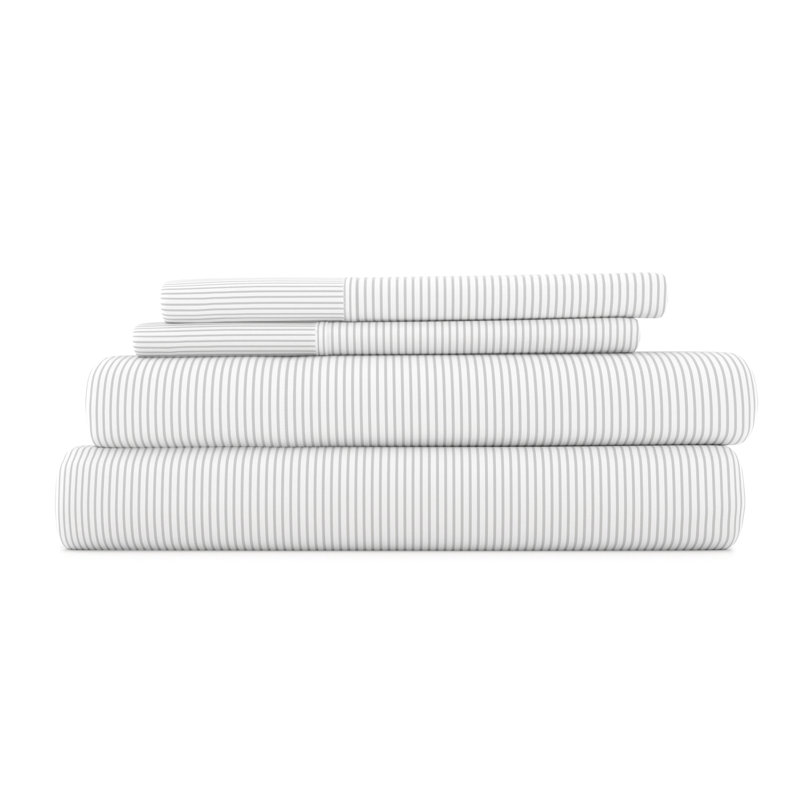 Ultra Soft Pattern Sheet Set, Queen Sheet Set, Gray Pinstriped