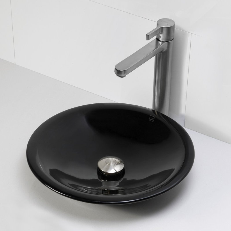 Lavabo de salle de bain vasque circulaire en plastique Nadine Incandescense, Obsidienne