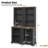 Black 2-Piece Elegant Freestanding Tall Storage Cabinet, Curved Design Accent Bookshelves with Open Storage & Anti-Tip Device, Decorative Display Bookcase for Living Room-802965499