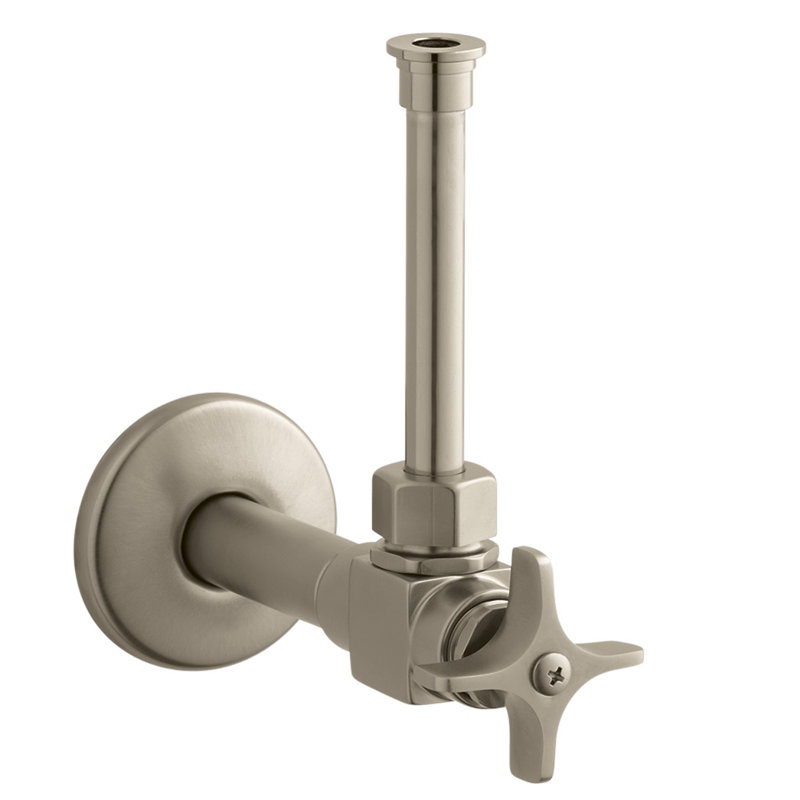 Angle Supply with Stop, Cross Handle and Rigid Vertical Tube, Vibrant Brushed Bronze