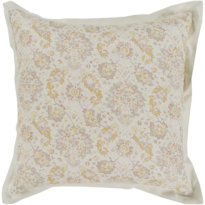 Mona Cotton Standard Floral Sham Set, King, Neutral/Gray/Orange