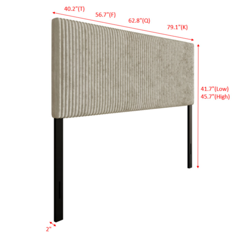 Grande tête de lit tapissier Romney, Beige clair, Grand lit