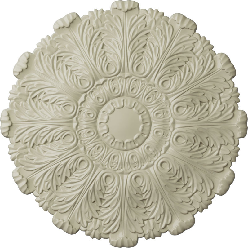 Médaillon de plafond Endurathane Durham, DO de 31 po x P 1 1/2 po (convient aux auvents jusqu'à 4 1/4 po), finition jaune clair peinte à la main