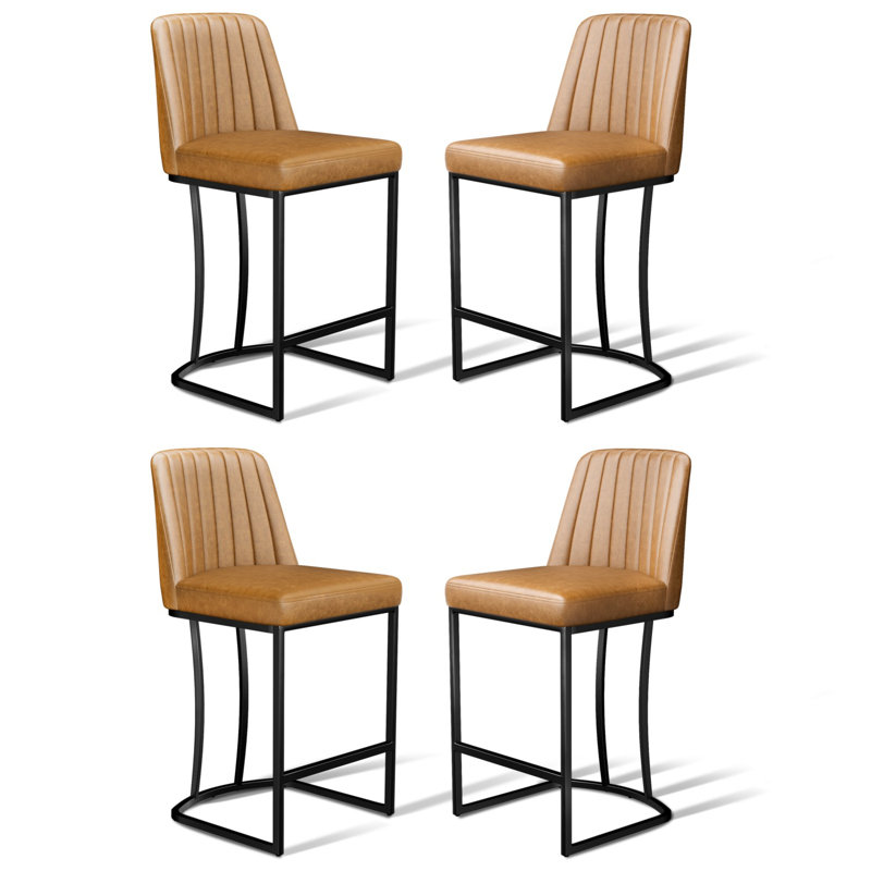 Tabouret de comptoir rembourré Malakeh, Brun