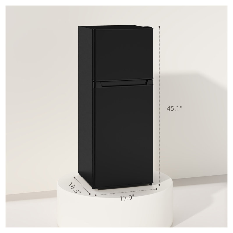 HOMCOM 4 Cu. Ft. Compact Mini Refrigerator with Freezer, Adjustable Thermostat, Reversible Door, and Interior Storage for Dorm, Office, or Bedroom, Black