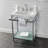Kingston Brass Sheridan 24-Inch Ceramic Console Sink with Stainless Steel Legs and Glass Shelf (3-Hole)-54822239-54822241
