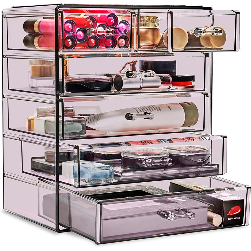 Boîte de rangement pour maquillage et bijoux, Mauve