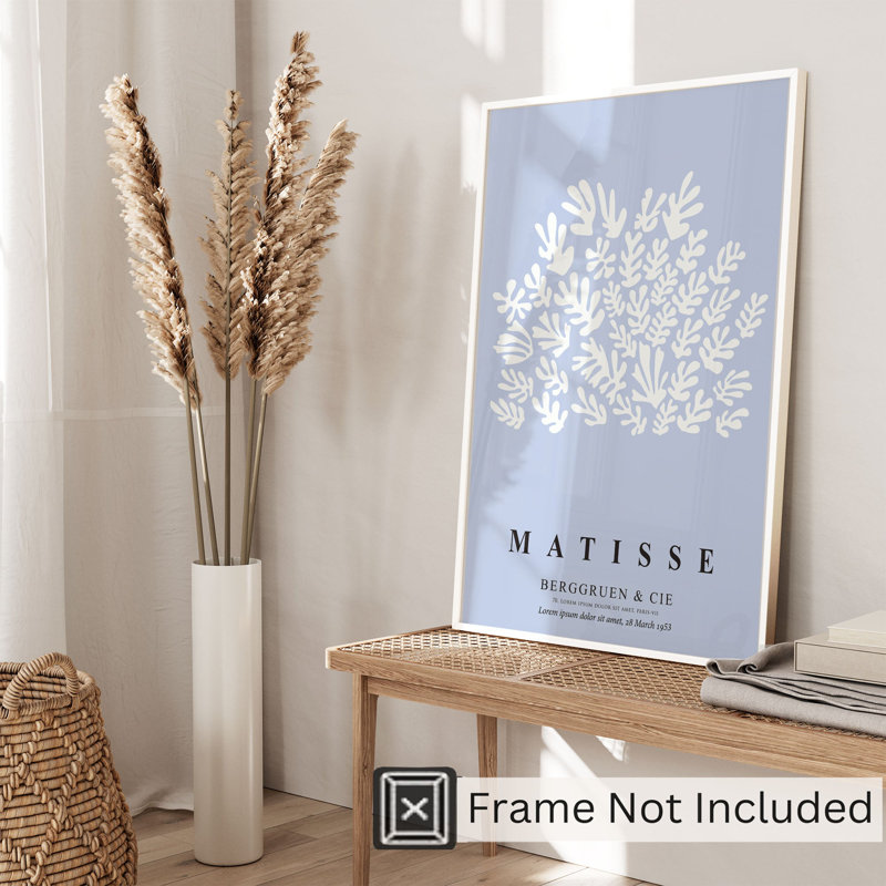 «Abstract Matisse Cutouts Soft Blue II», reproduction d'art moderne sans cadre Mid-Century, H 16 po x l 12 po