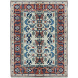 Hand-Knotted High-Quality Ivory and Rust Area Rug