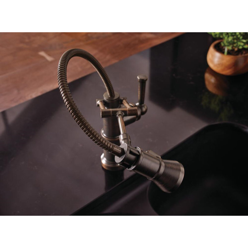 Artesso® Articulating Single Handle Kitchen Faucet With Finished Hose, Polished Nickel