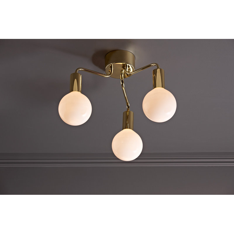 Amethy Glass Semi Flush Mount, Brass
